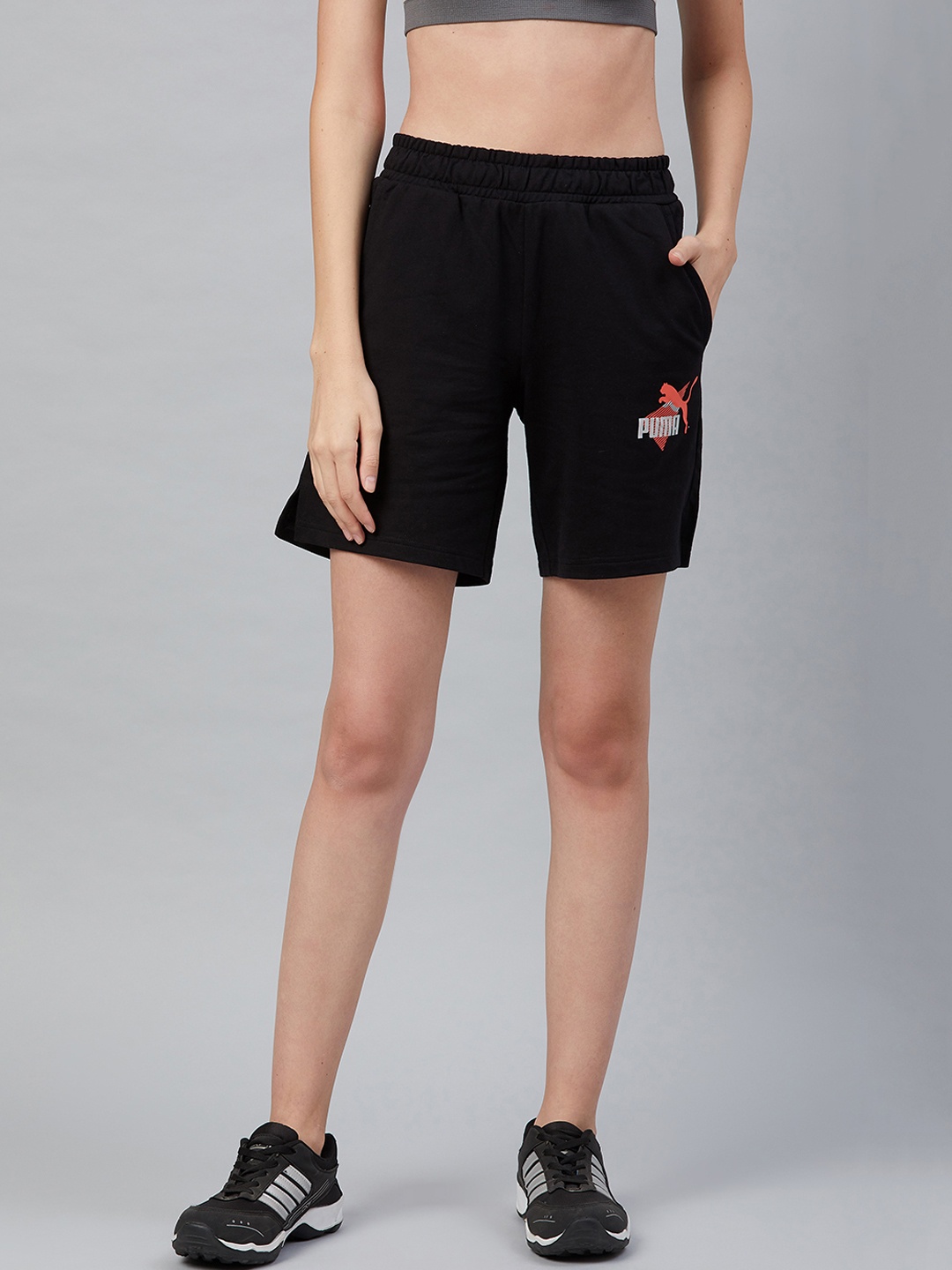 

Puma Women Graphic 7 Solid Relaxed Fit Shorts, Black