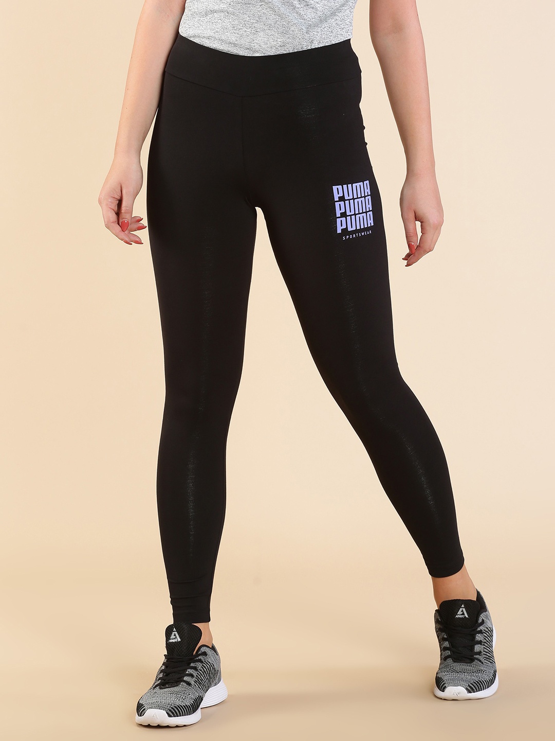 

Puma Women Black Brand Logo Wmn Graphic Cropped Tights