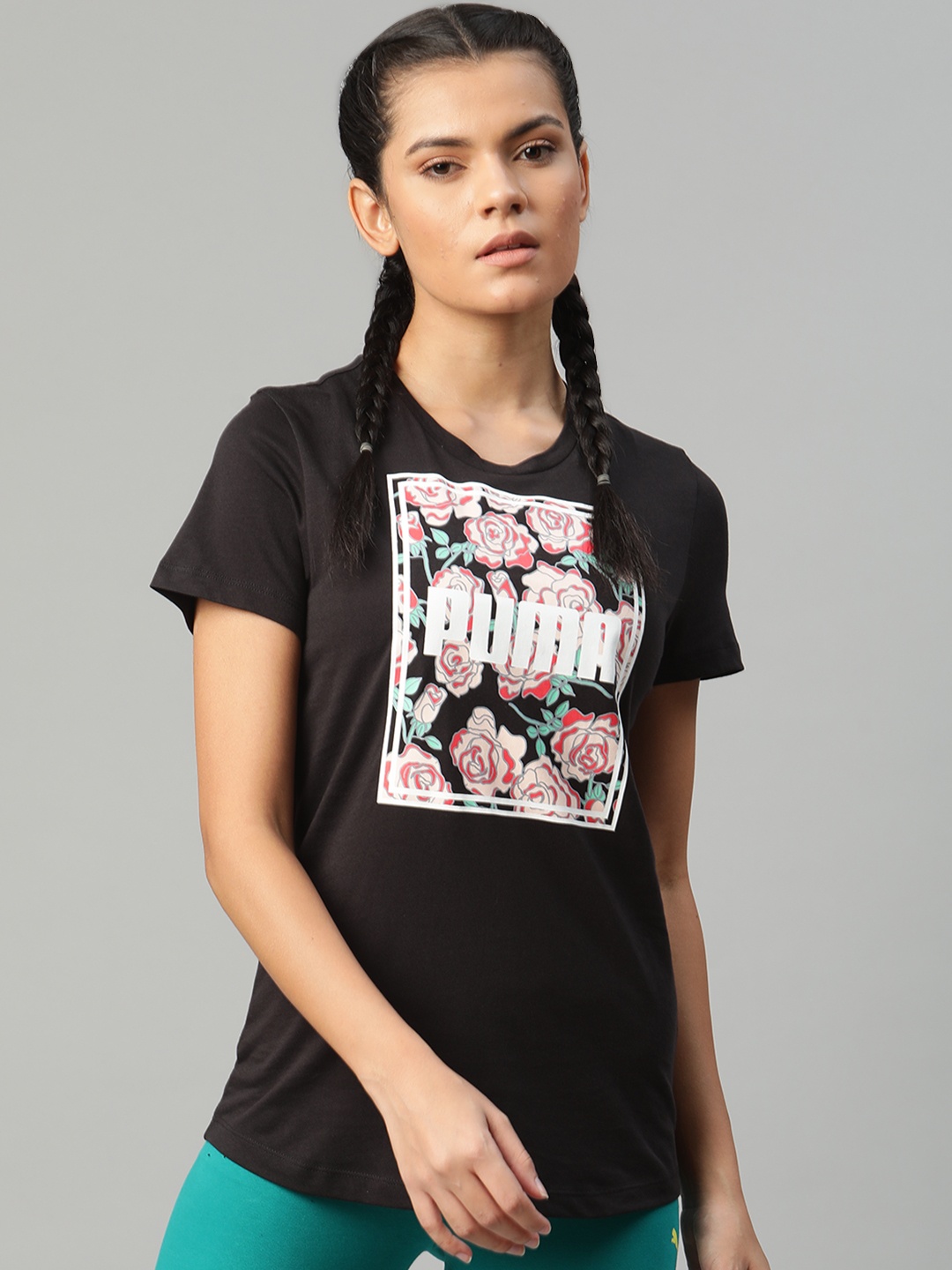 

Puma Women Black Graphic 12 Pure Cotton Printed Pure Cotton T-shirt