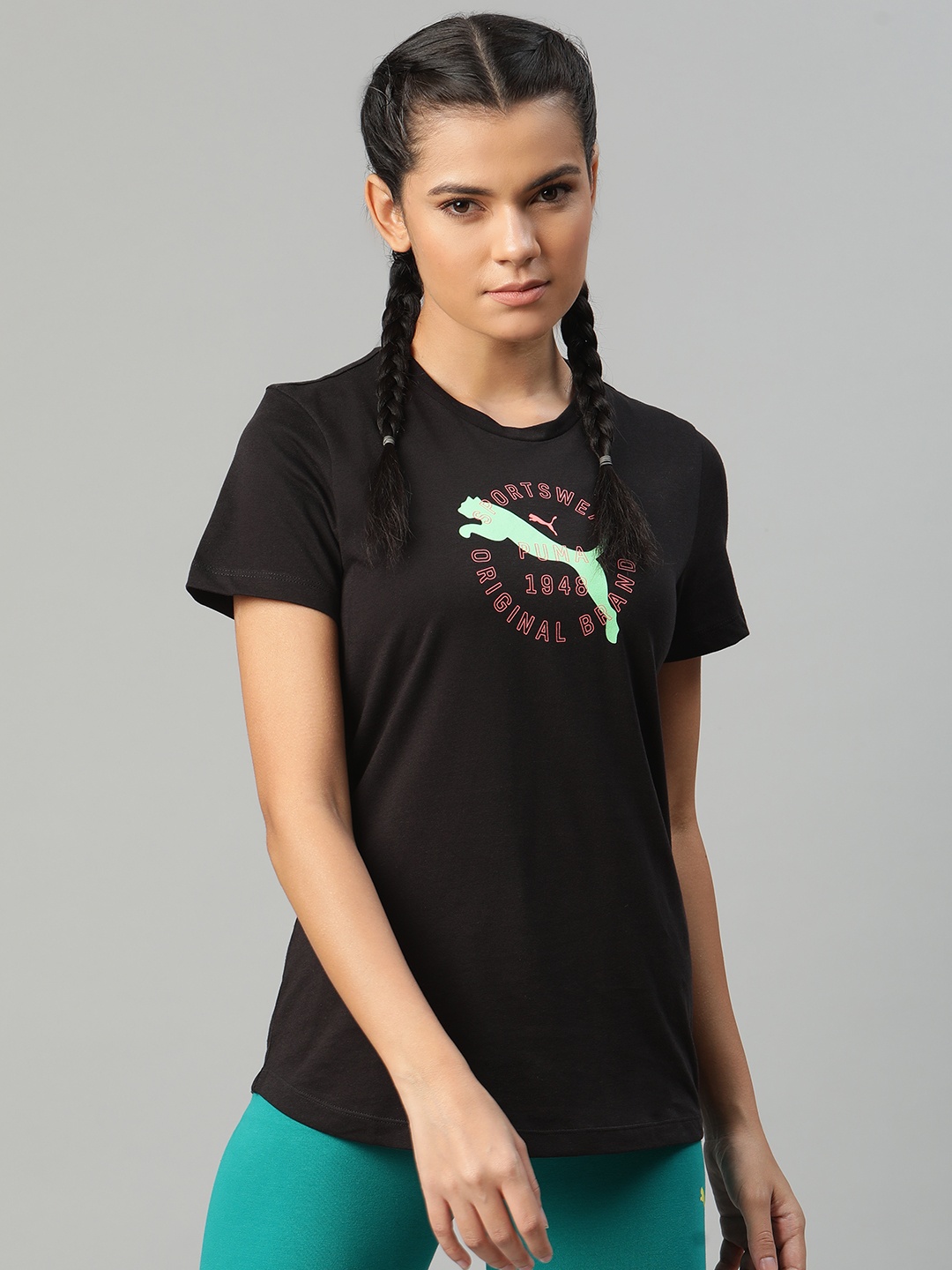 

Puma Women Black Graphic 17 Pure Cotton Printed Pure Cotton T-shirt