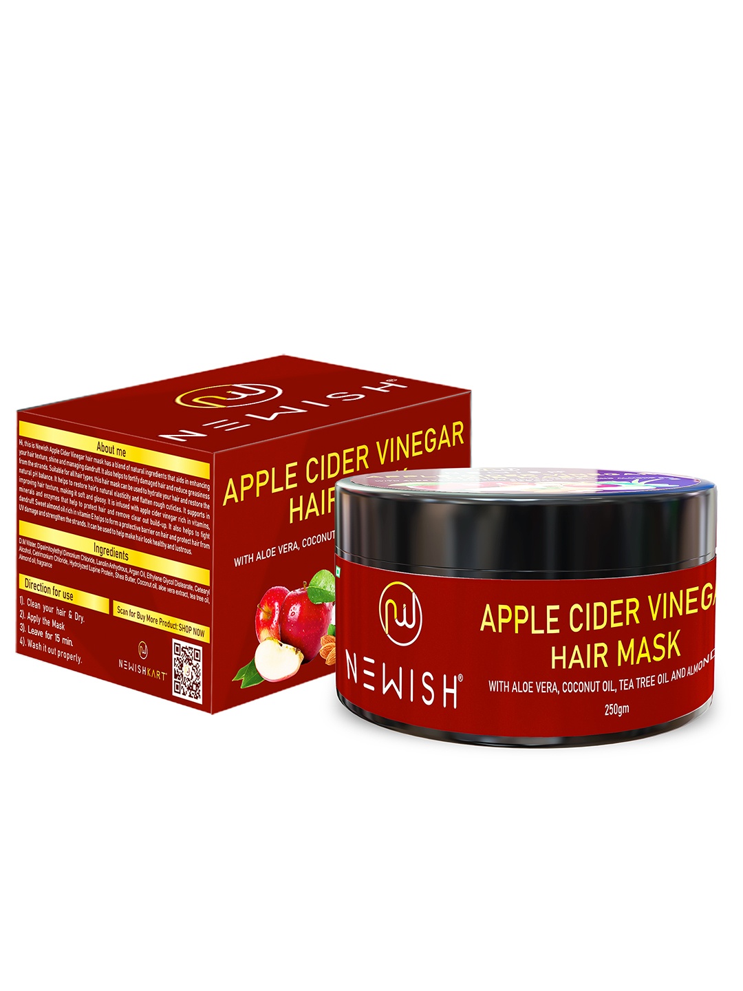 

NEWISH Advanced Apple Cider Vinegar Hair Mask for Hair Growth 250 g, Red