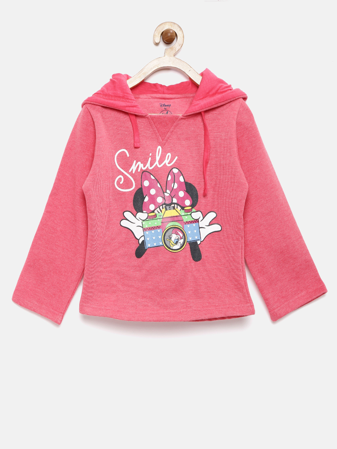 

YK Disney Girls Pink Mickey & Friends Minnie Mouse Print Hooded Sweatshirt