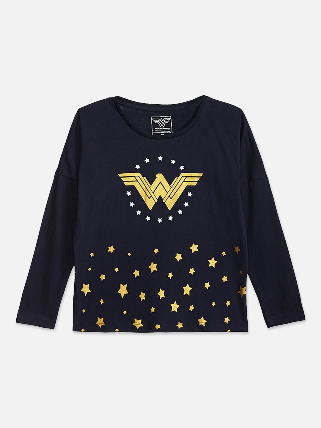 

Kids Ville Girls Blue Wonder Woman Printed Round Neck Cotton Pure Cotton T-shirt