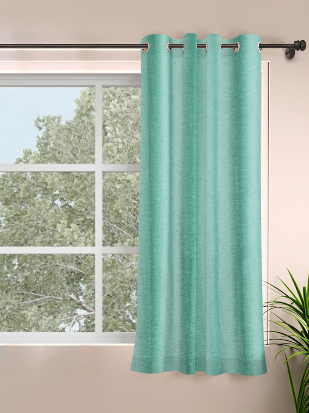 

ROSARA HOME Sea Green Solid Single Curtain