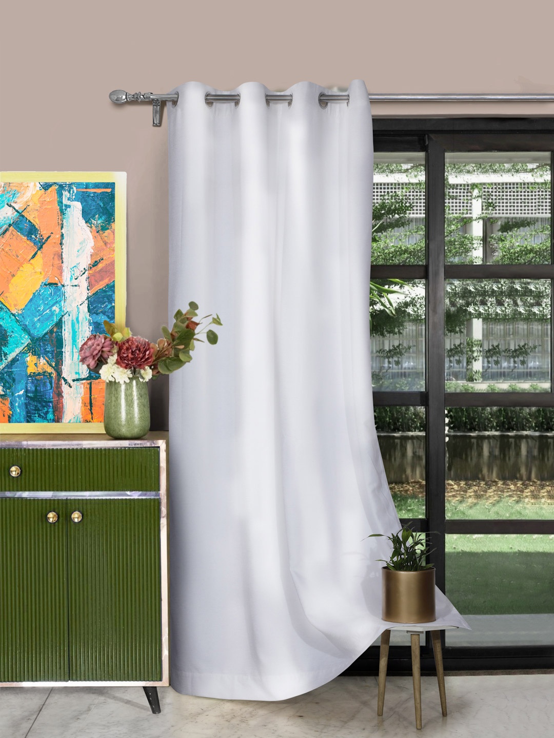 ROSARA HOME White Single Long Door Curtain