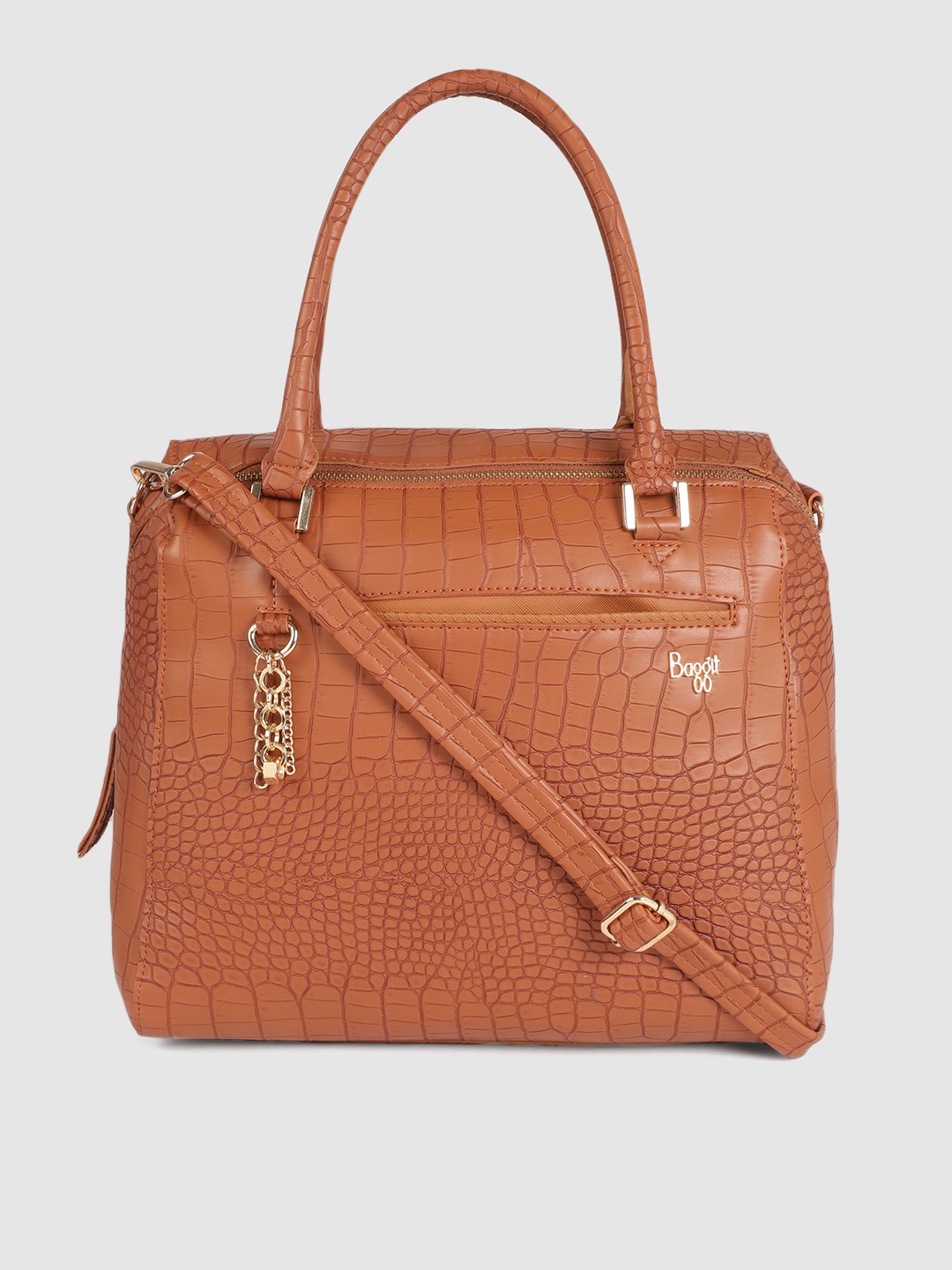 

Baggit Tan Textured Handheld Bag with Detachable Sling Strap