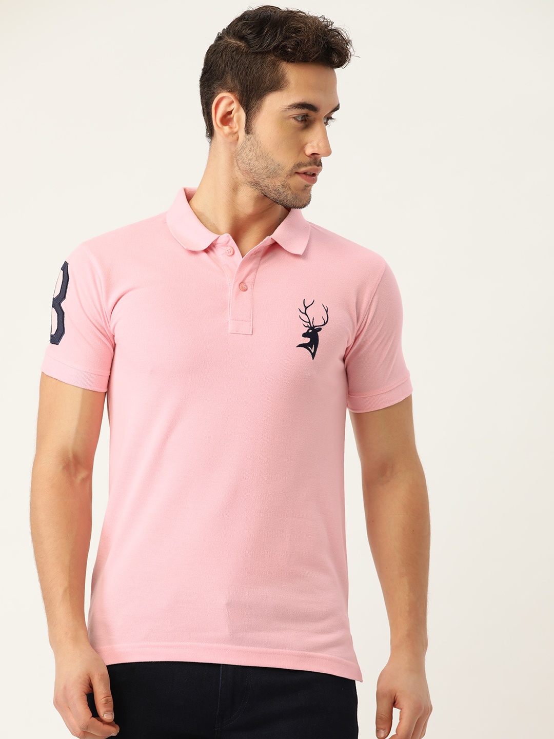 

PORTBLAIR Men Pink Solid Polo Collar T-shirt
