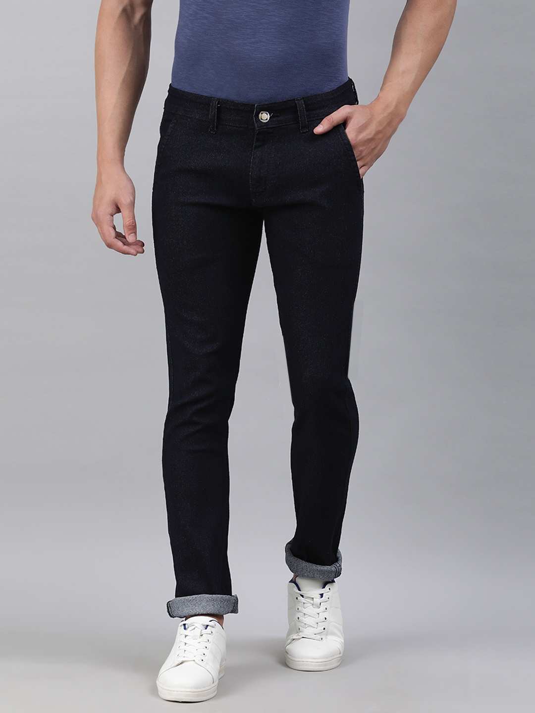 

Urbano Fashion Men Black Slim Fit Mid-Rise Clean Look Stretchable Jeans
