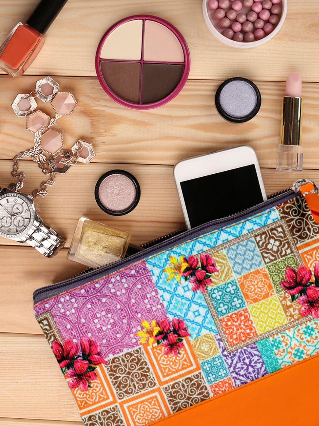 

Doodle Orange Self Design Pouch