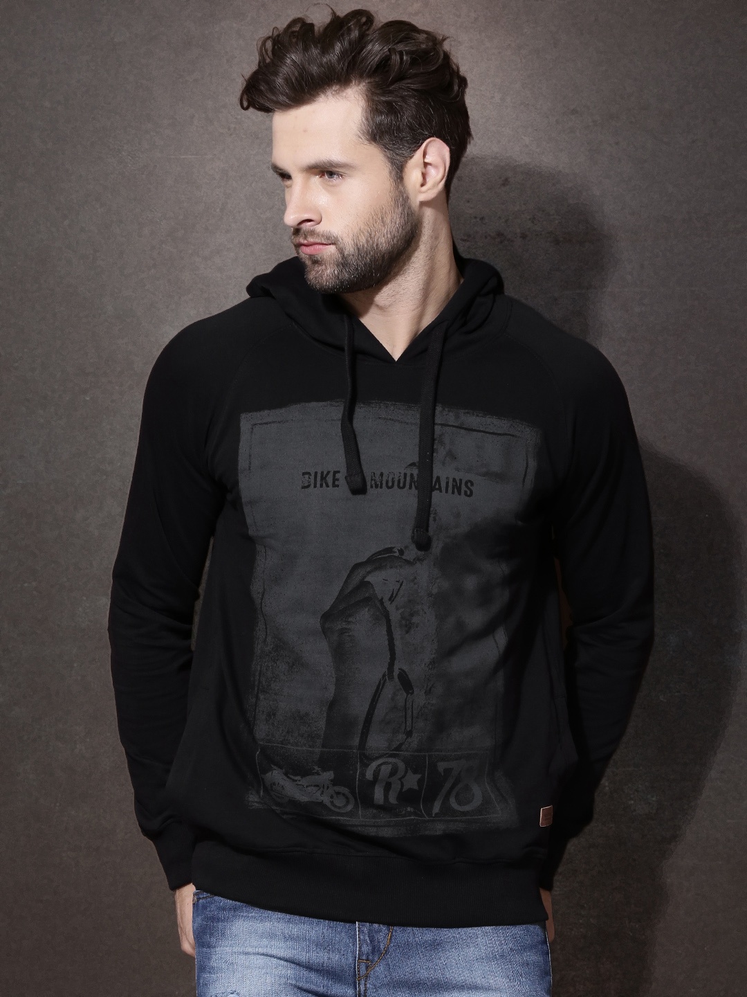 

Roadster Black Printed Sweatshirt