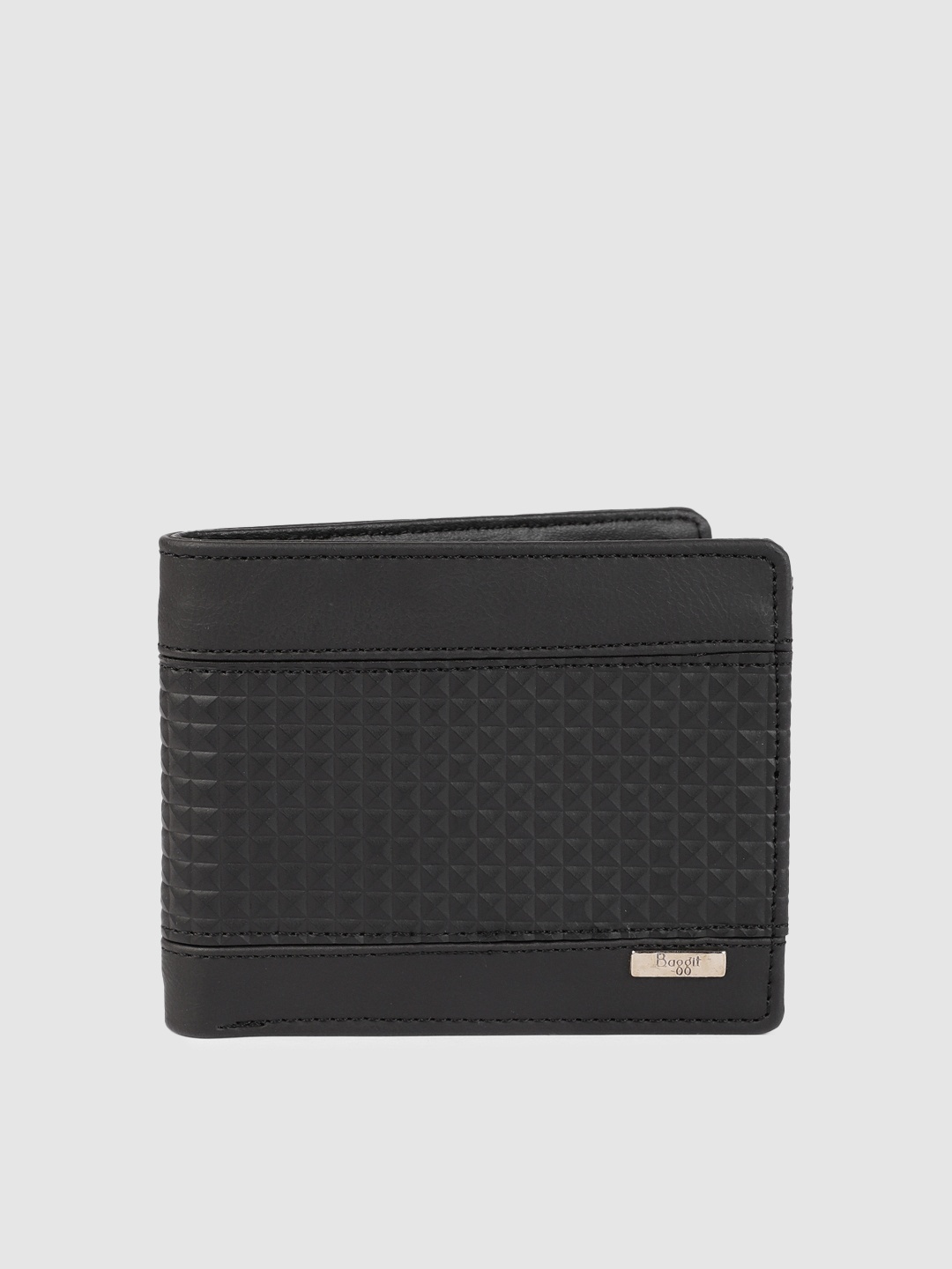 

Baggit Men Black Textured Two Fold Wallet