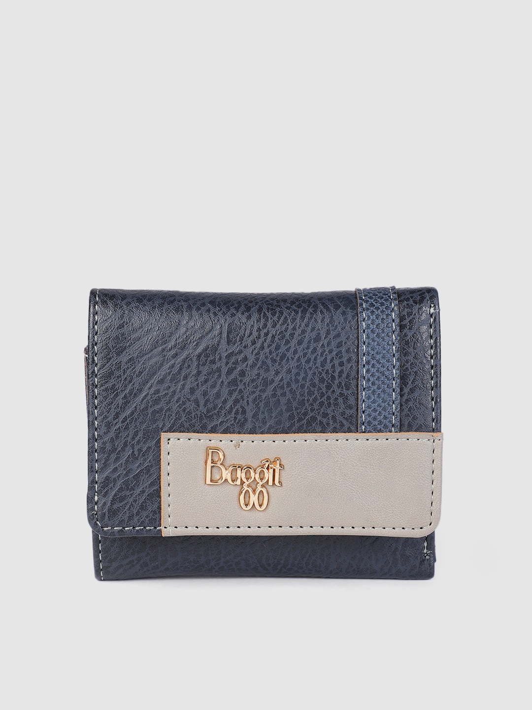 

Baggit Women Blue Textured Three Fold Wallet