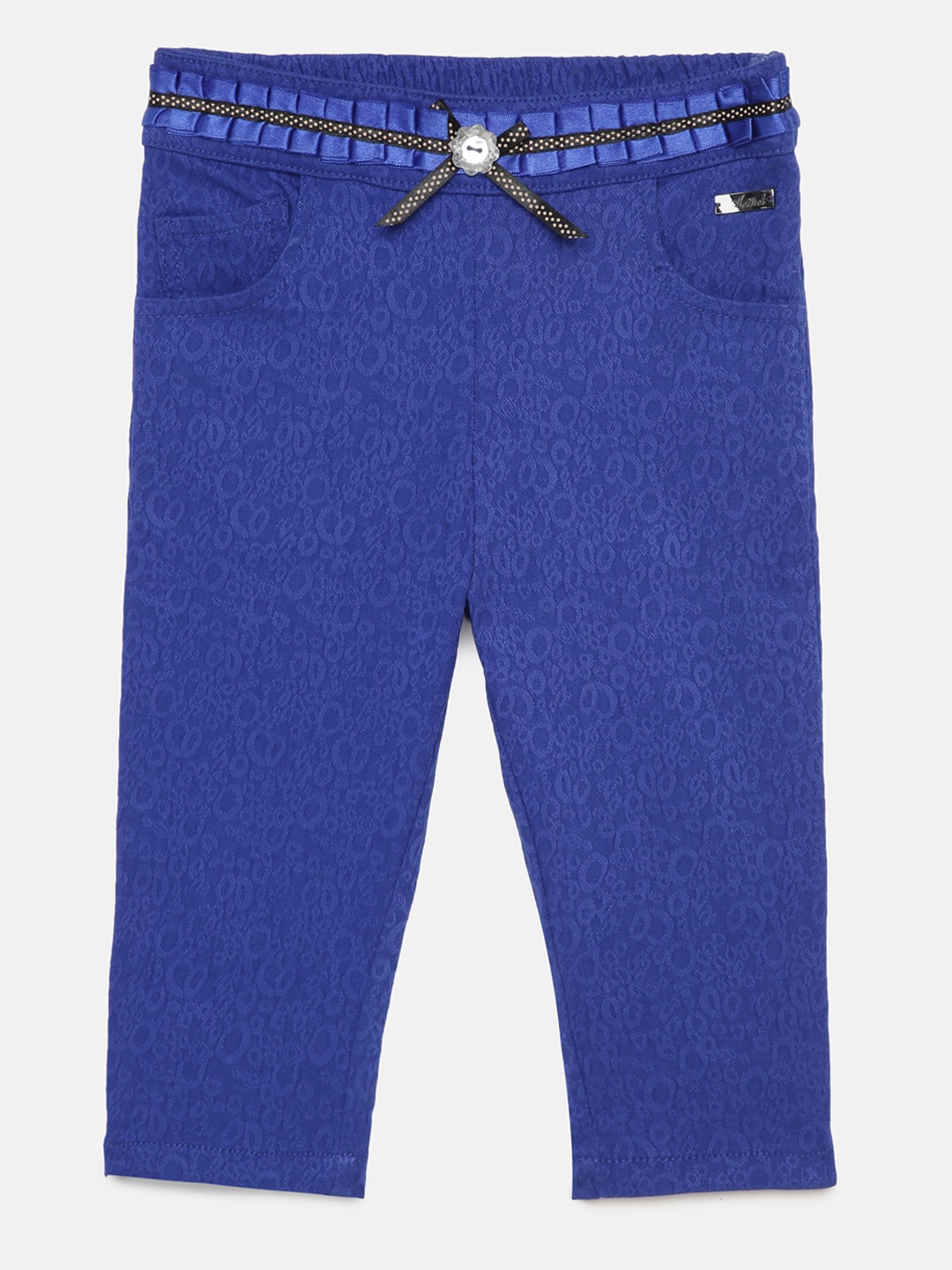 

Actuel Girls Blue Self-Print Regular Fit Pure Cotton Capris