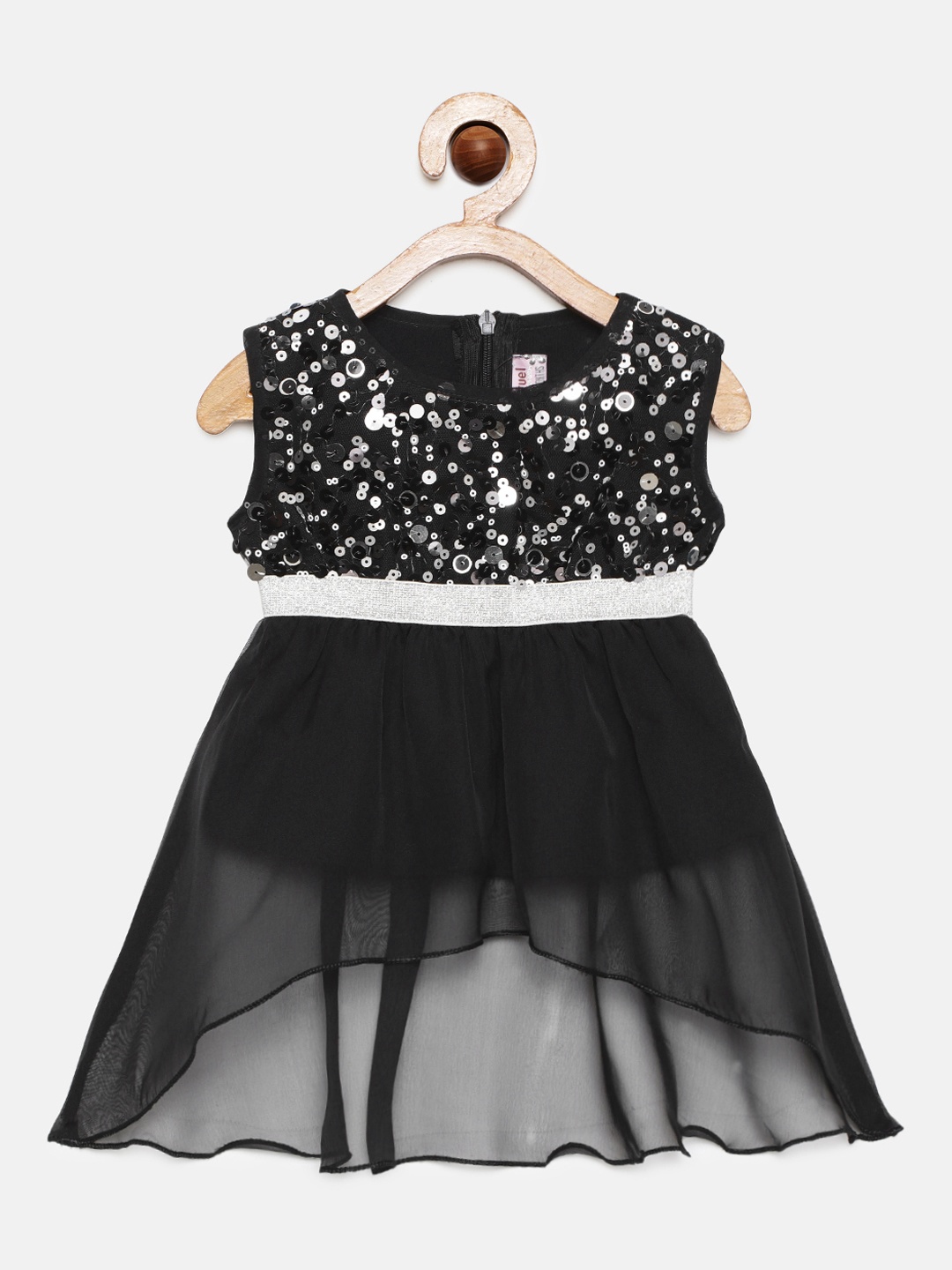 

Actuel Black Embellished Crepe High-Low Longline Top