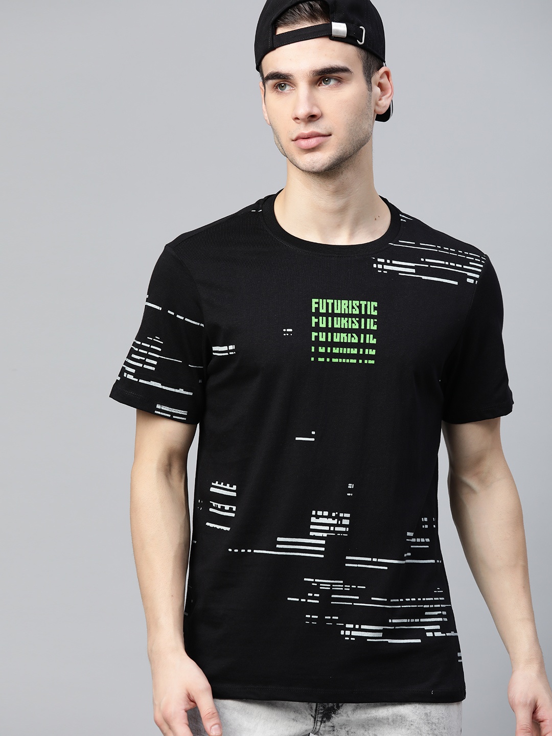 

Kook N Keech Men Black & White Pure Cotton Printed T-shirt
