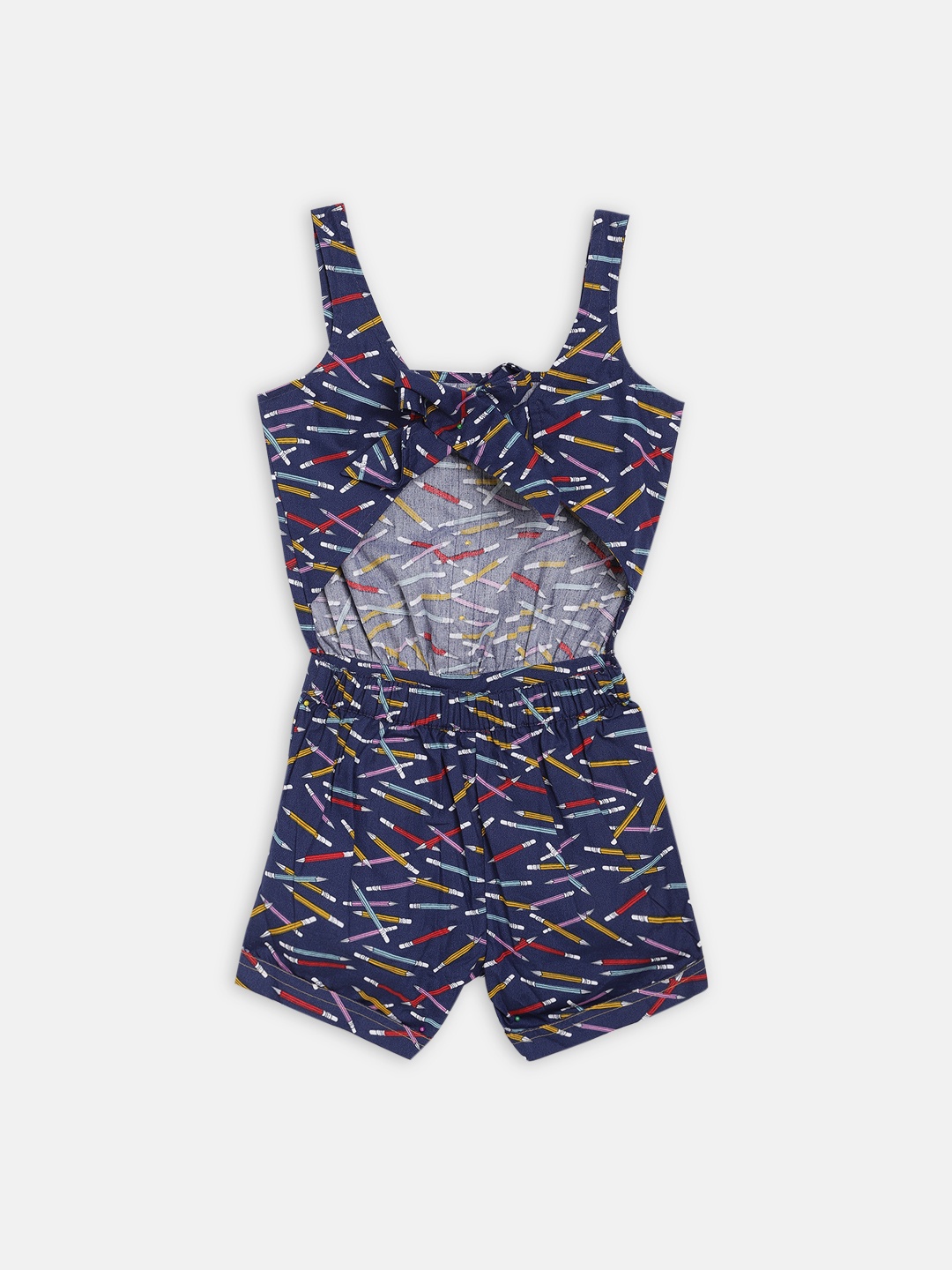 

Blue Giraffe Girls Navy Blue & Red Printed Playsuit