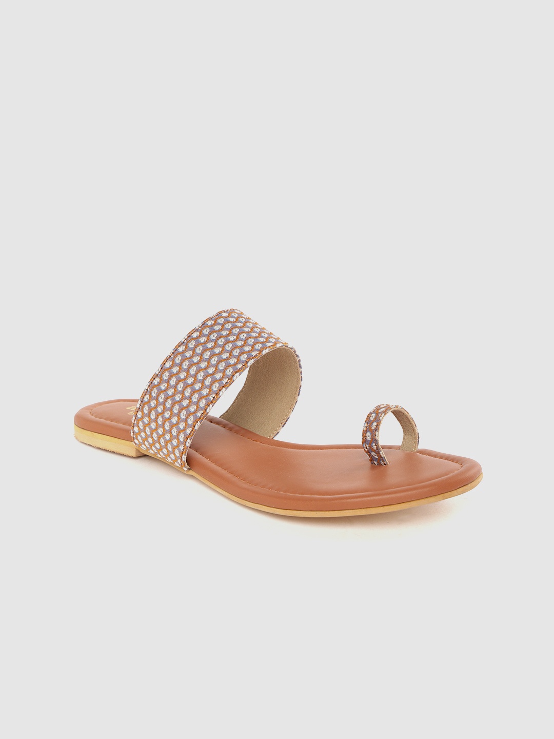 

Anouk Women Tan Brown & Off-White Woven Design Ethnic One Toe Flats