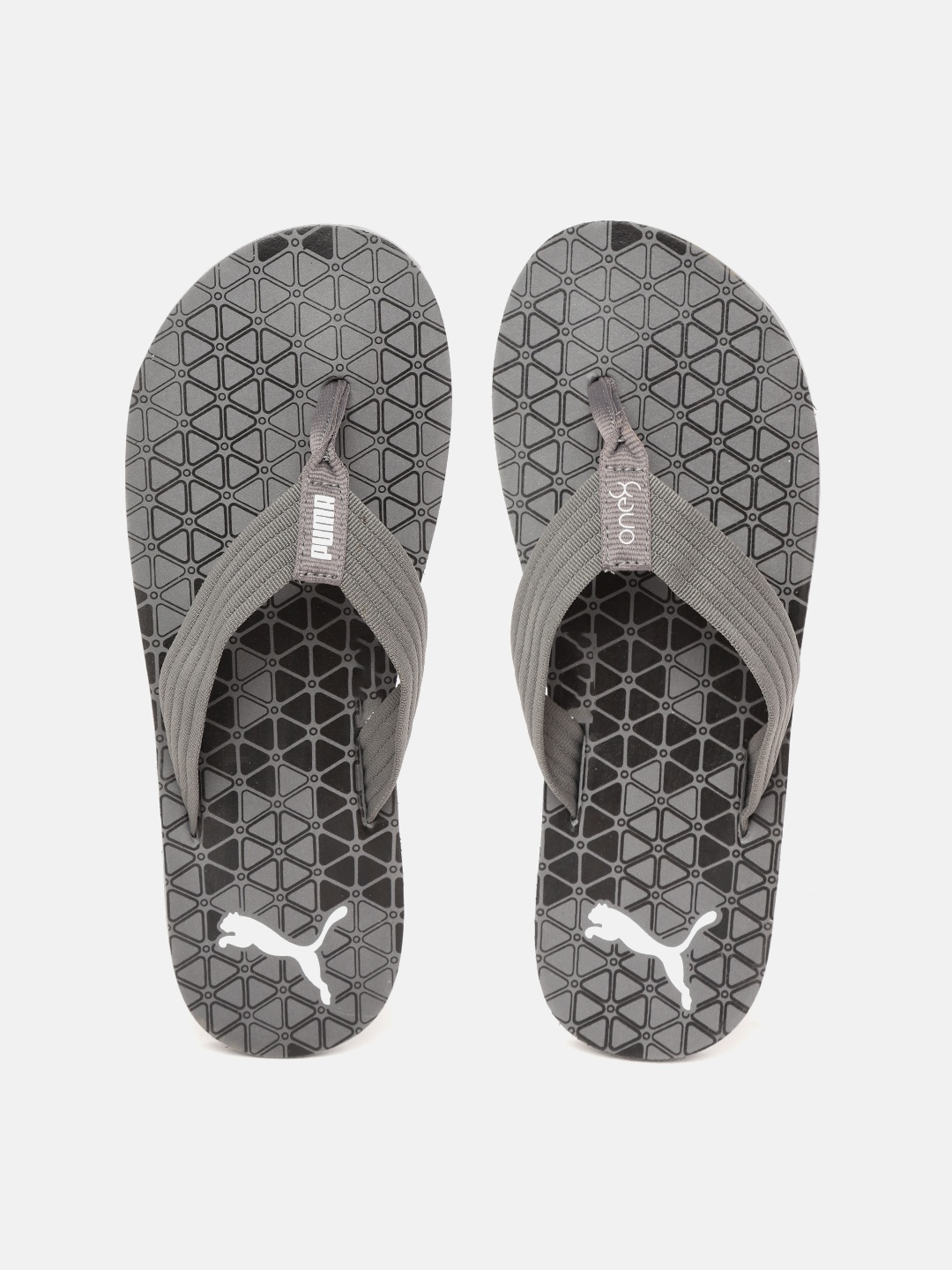 

one8 x PUMA Men Charcoal Grey Black Geometric Print Thong Flip-Flops