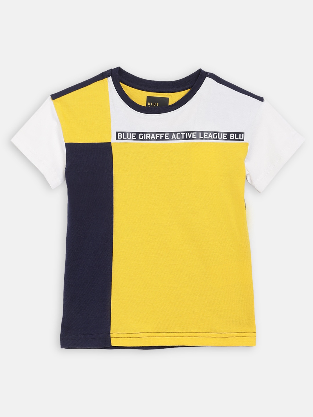 

Blue Giraffe Boys Yellow Colourblocked Round Neck T-shirt