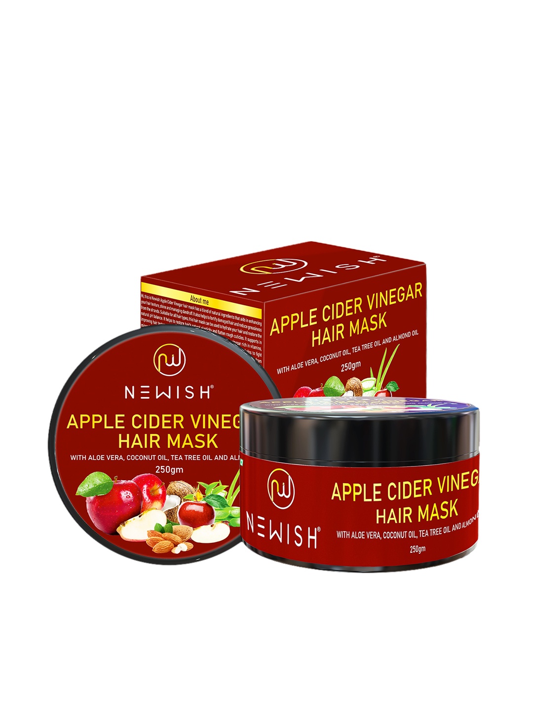 

Newish Set of 2 Apple Cider Vinegar Hair Mask For Dry Damaged Hair Frizz Control Strength, Transparent
