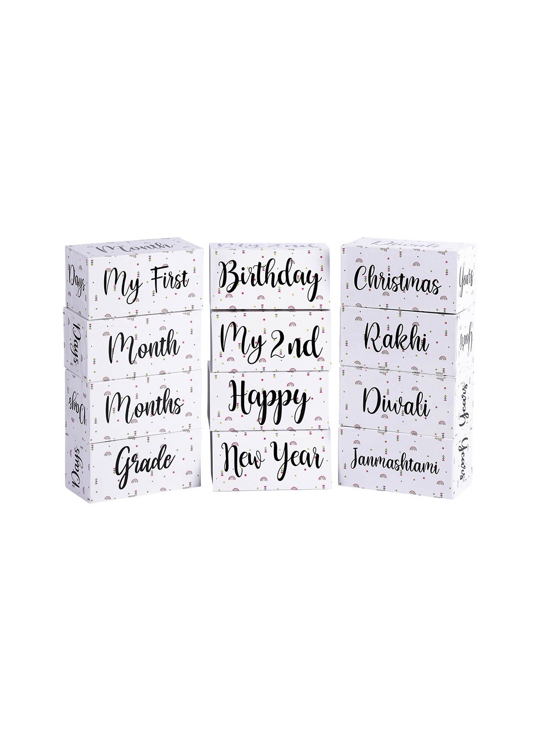 

Butterthief White & Black Set of 4 Milestone Baby Age Blocks