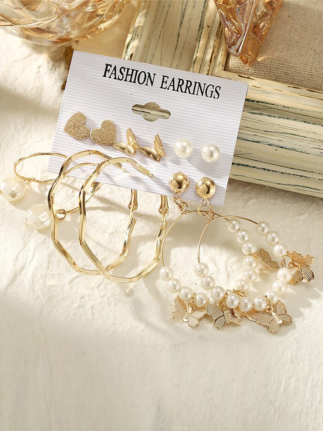 

Jewels Galaxy Set of 6 Gold-Plated Earrings