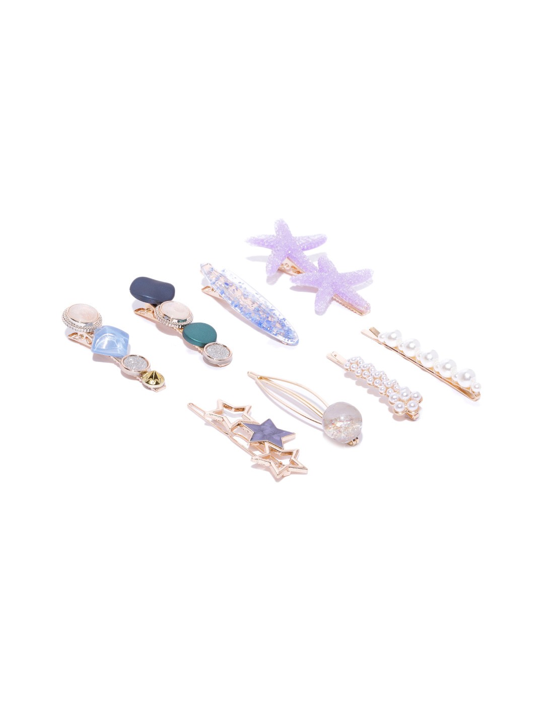 

Jewels Galaxy Women Set of 8 Hair Accessories, White