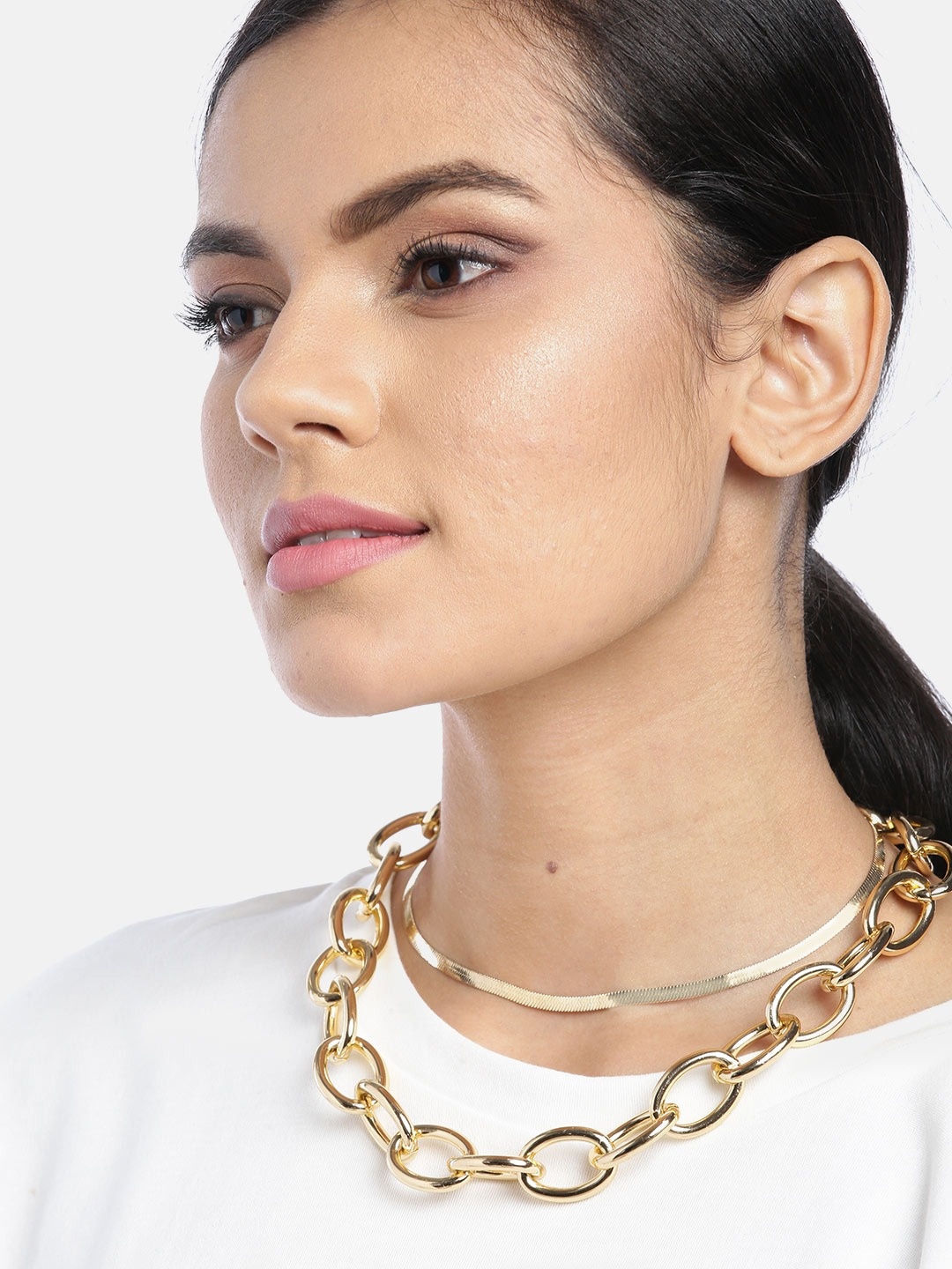

Jewels Galaxy Gold-Plated Statement Layered Link Necklace