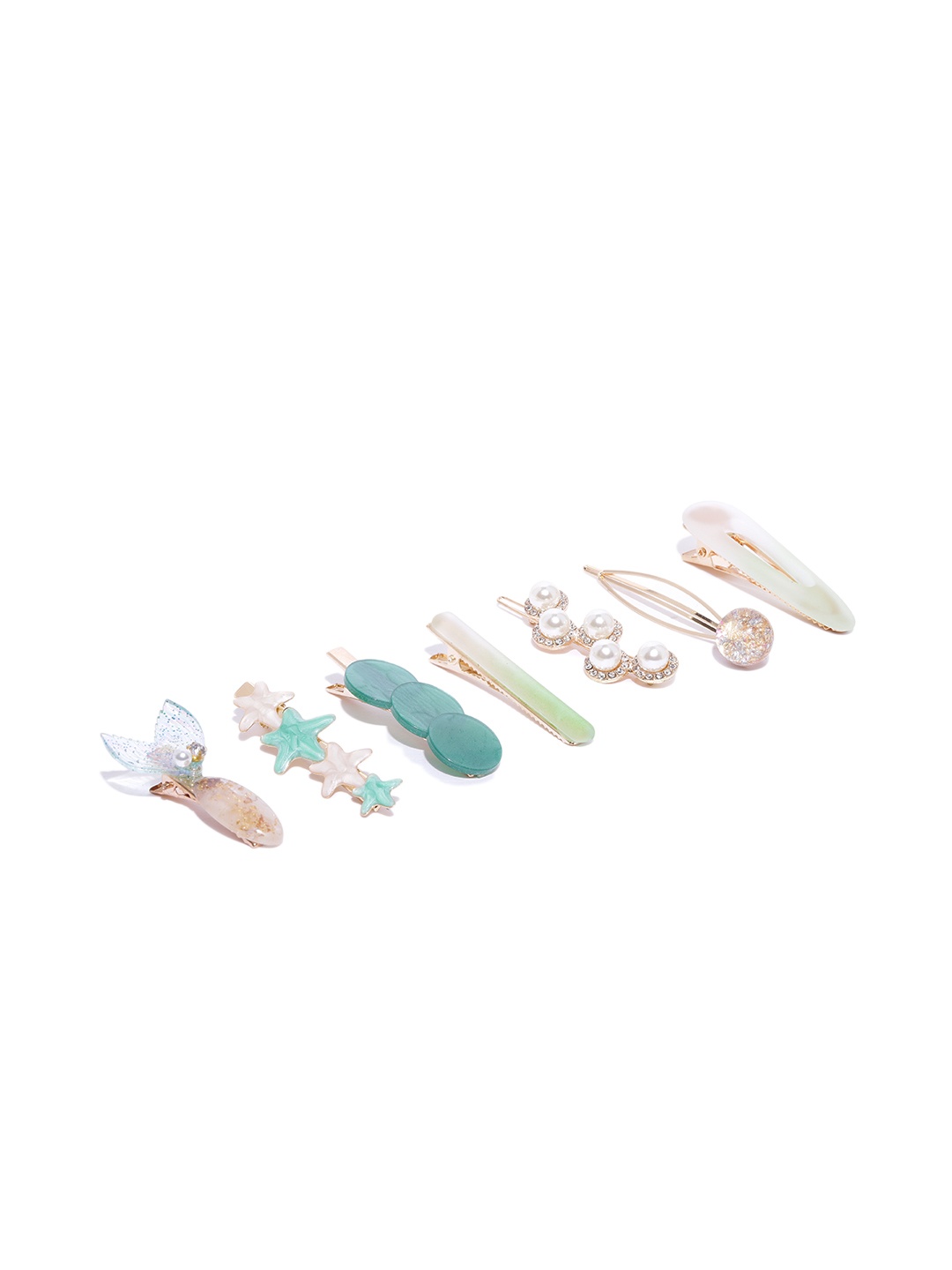 

Jewels Galaxy Women Set of 7 Hair Accessories, Sea green