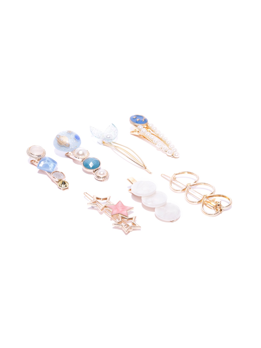 

Jewels Galaxy Set of 7 Multicoloured Hair Clips, Multi