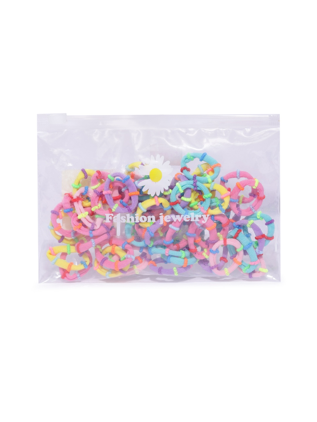 

Jewels Galaxy Set of 50 Multicoloured Ponytail Holders, Multi
