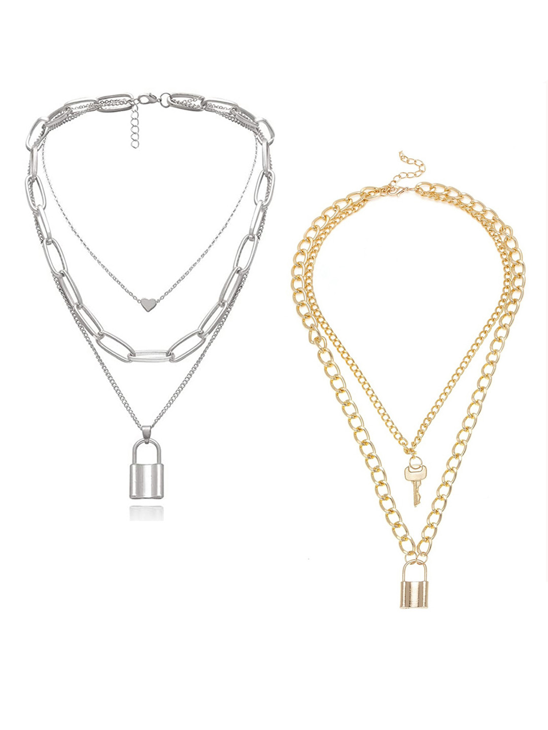

Jewels Galaxy Women Set of 2 Statement Layered Necklaces, Gold