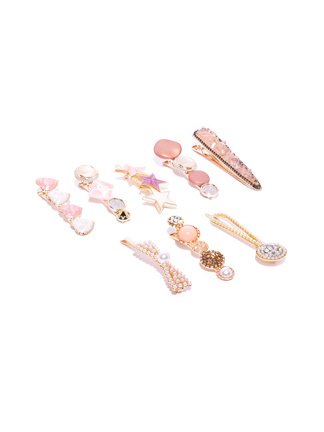

Jewels Galaxy Women Set of 8 Hair Accessories, Pink