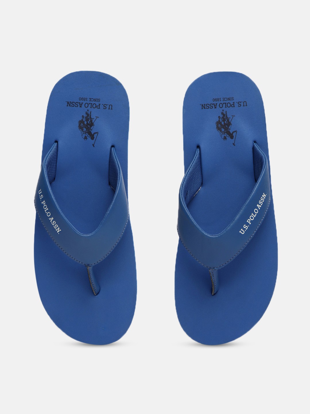 

U.S. Polo Assn. Men Blue Brand Logo Printed Thong Flip-Flops