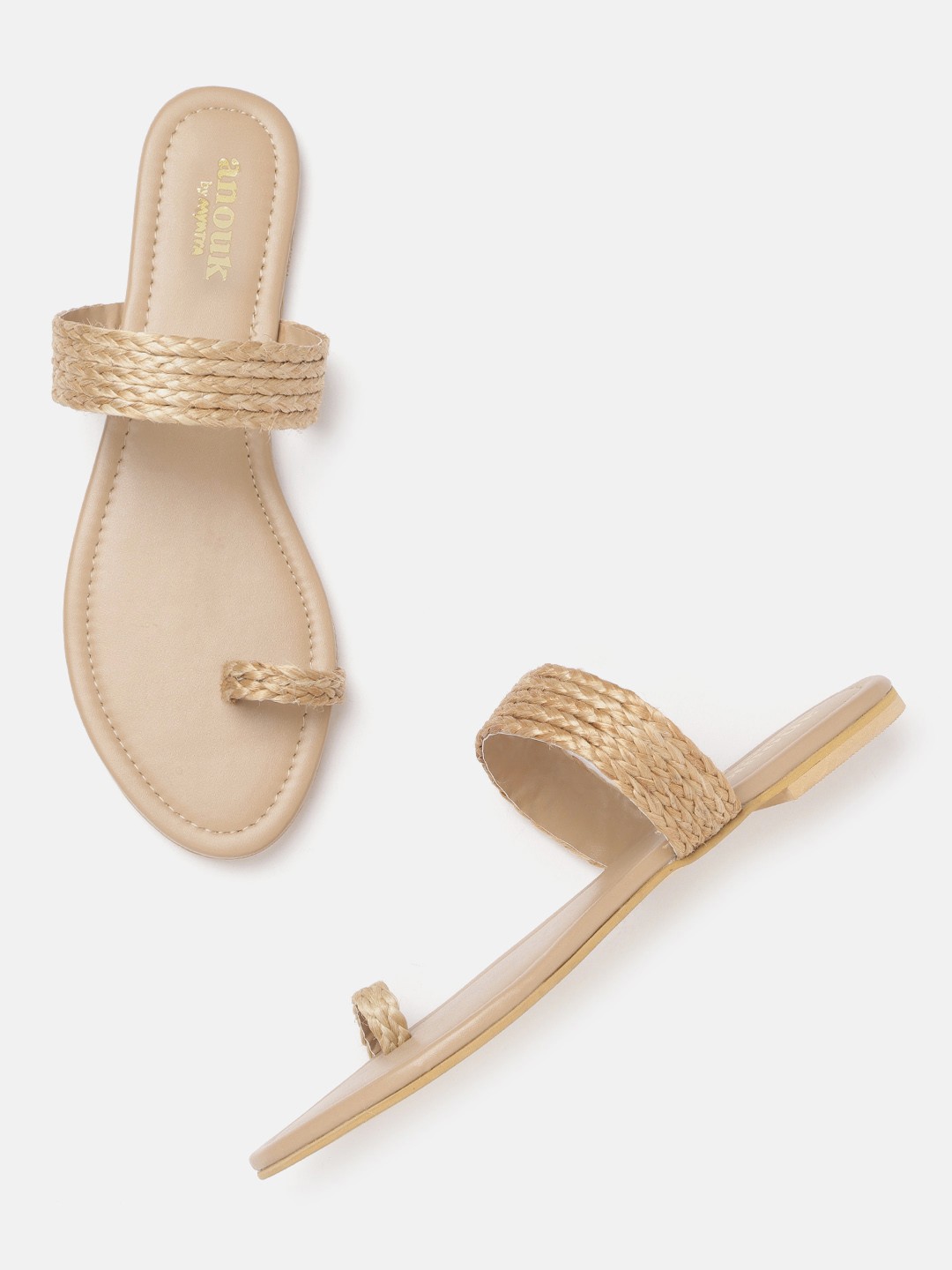 

Anouk Women Beige Jute Braided One Toe Flats