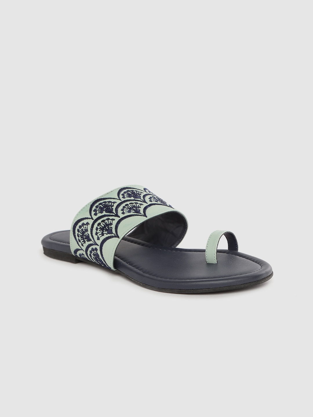 

Anouk Women Green & Black Embroidered One Toe Flats