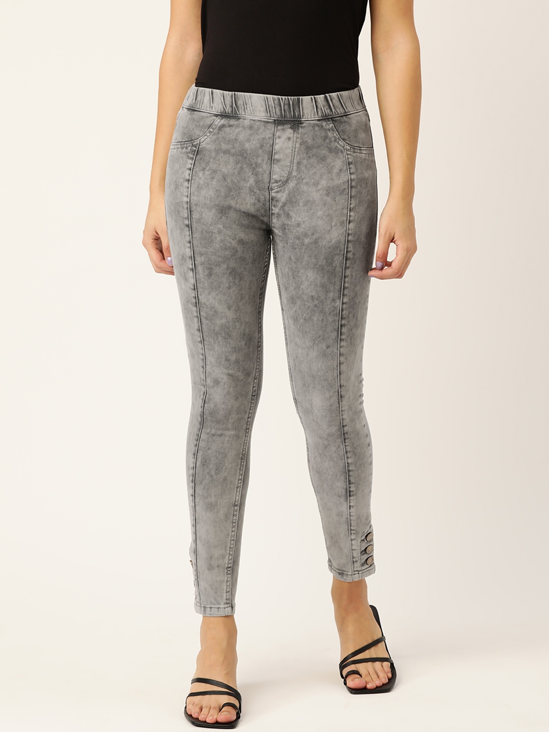 

DressBerry Women Grey Acid Washed Jeggings