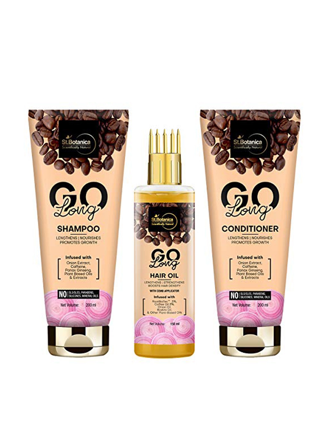 

StBotanica GO Long Onion Hair Conditioner & Onion Hair Oil with Comb Applicator 450 ml, Cream