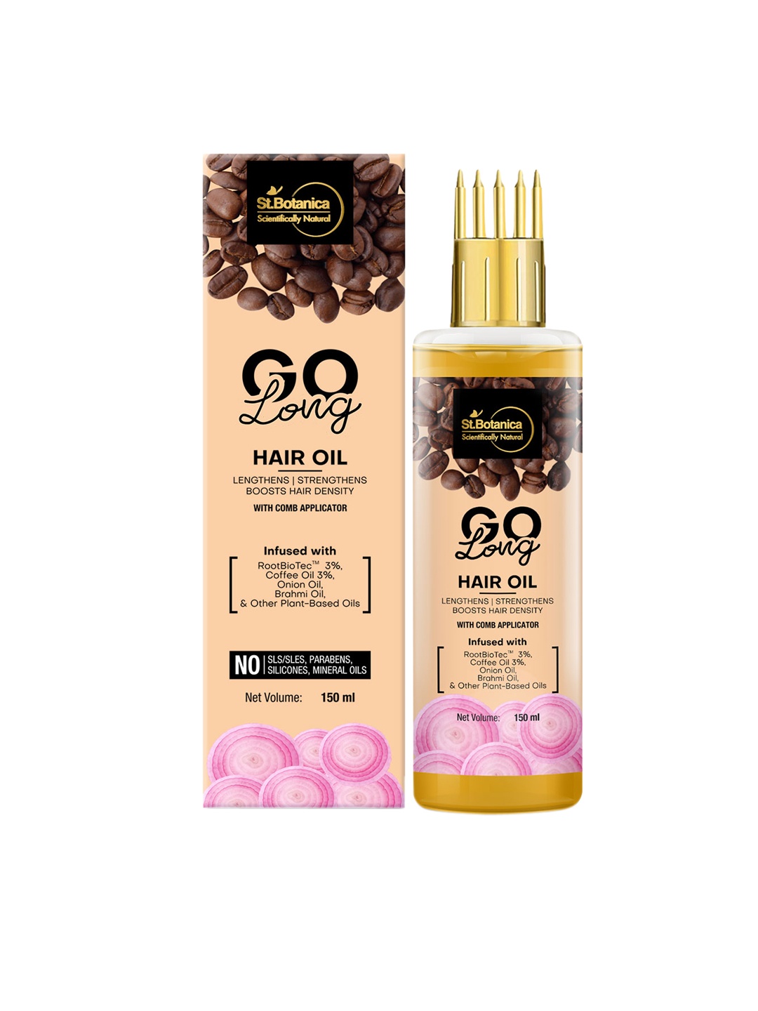 

St.Botanica GO Long Onion Hair Oil with Comb Applicator 150 ml, Cream