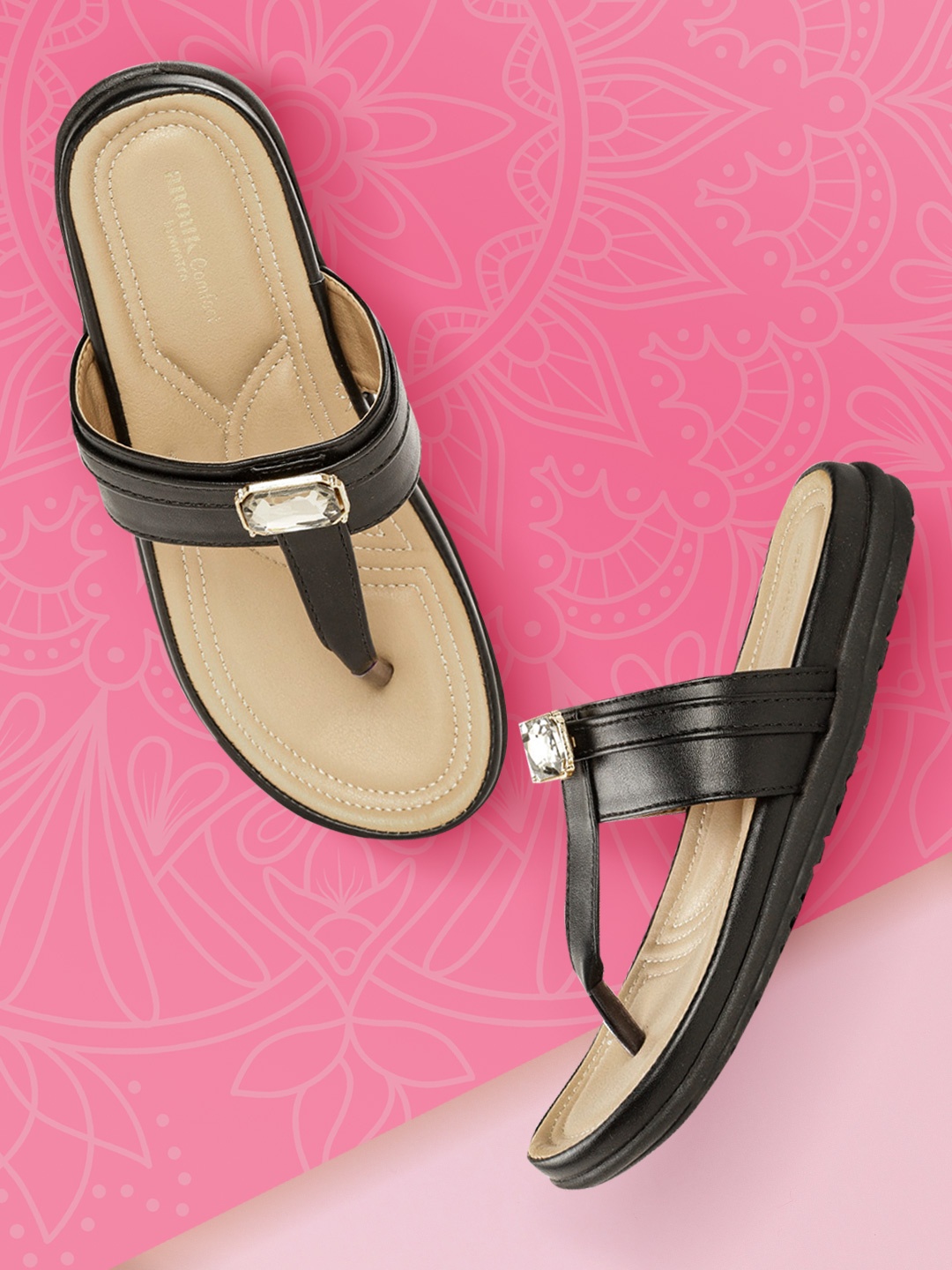 

Anouk Women Black Embellished Open Toe Flats