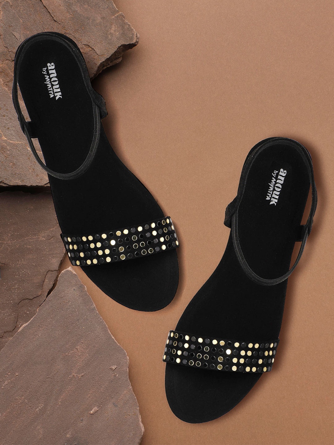 

Anouk Black Embellished Wedges