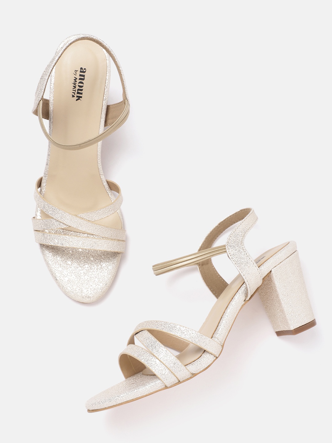 

Anouk Gold-Toned Textured Block Heels