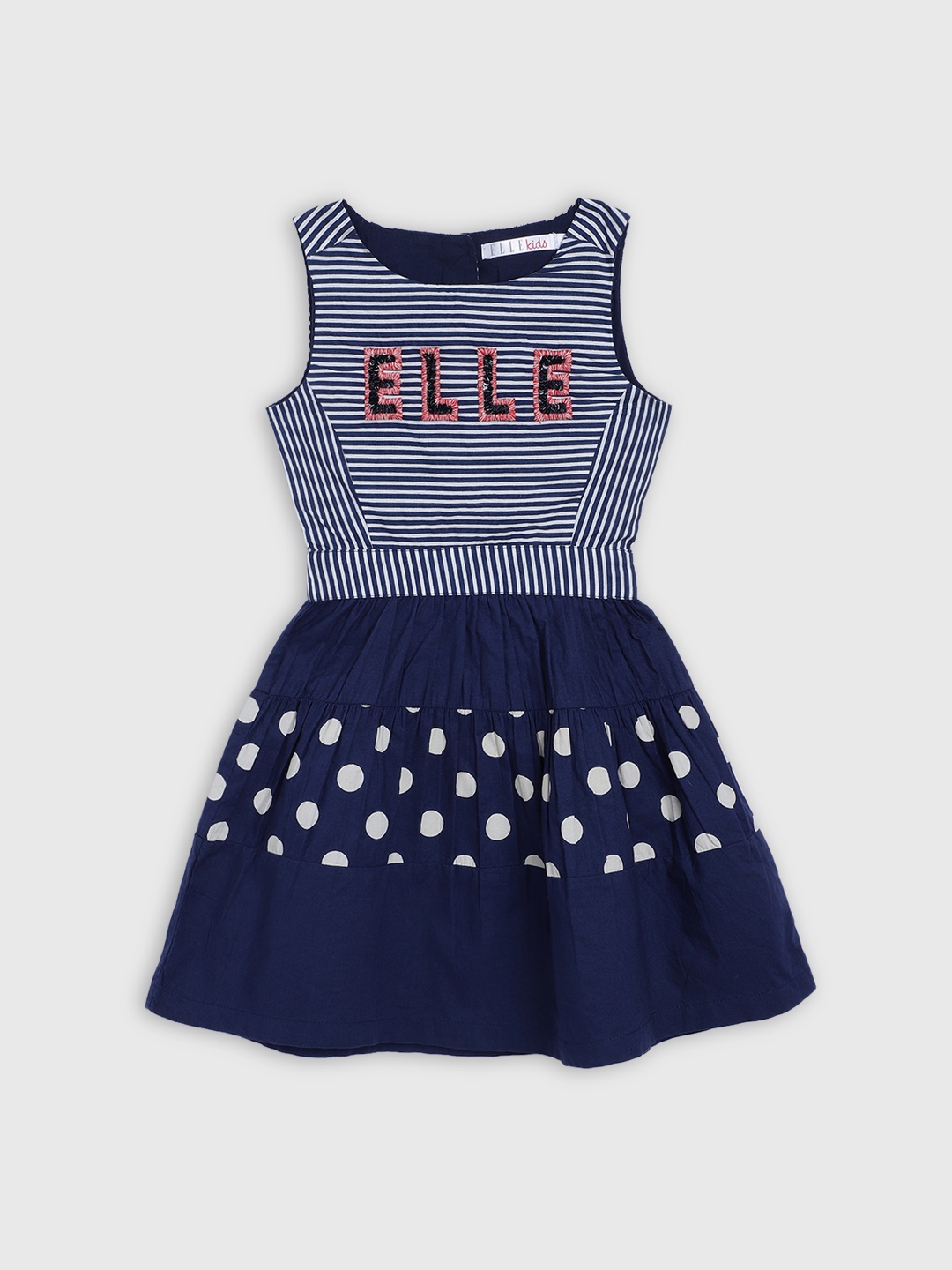 

ELLE Girls Navy Blue Printed Fit and Flare Dress