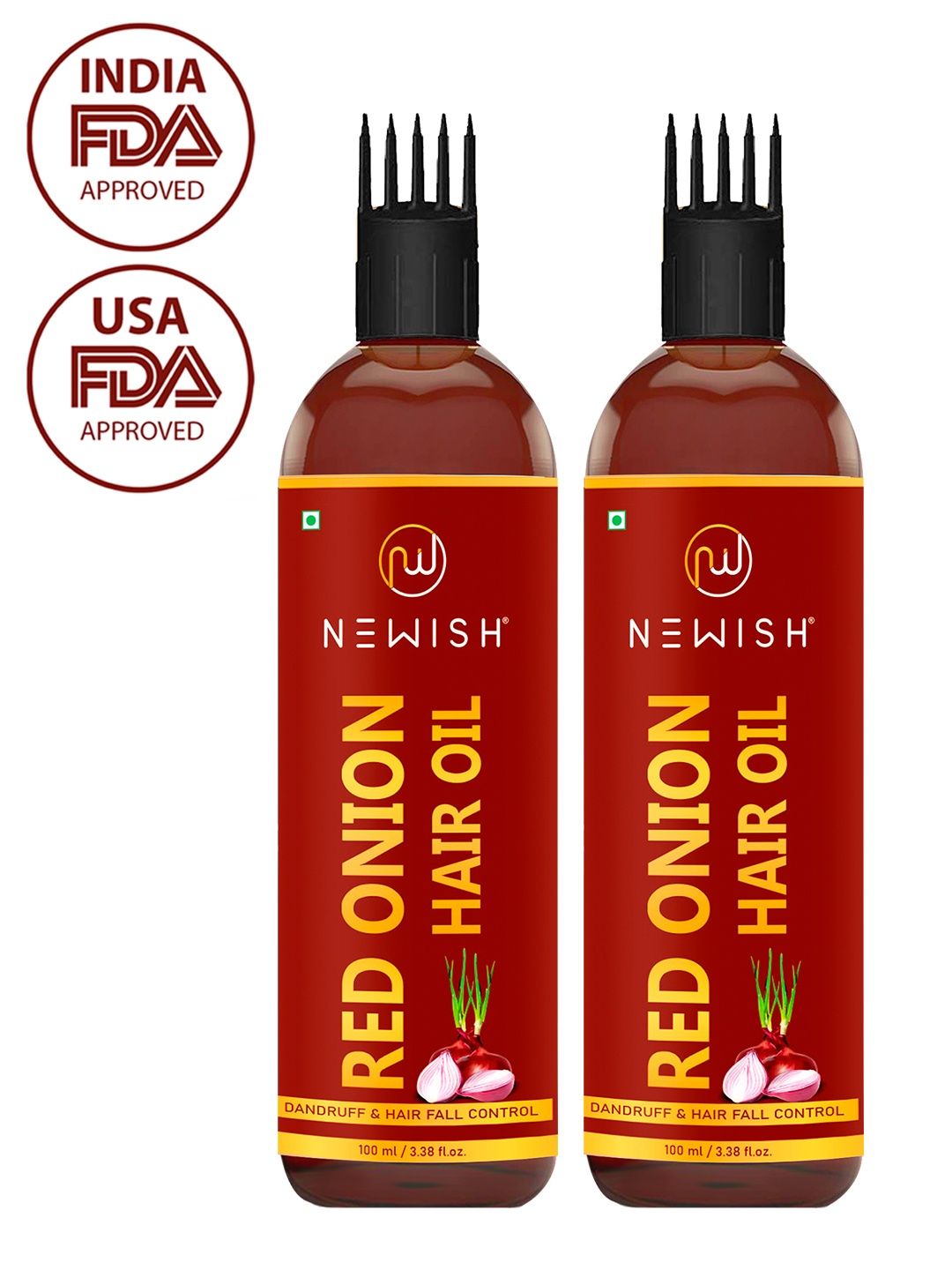 

NEWISH Set of 2 Onion Hair Oil for Hair Growth, Red