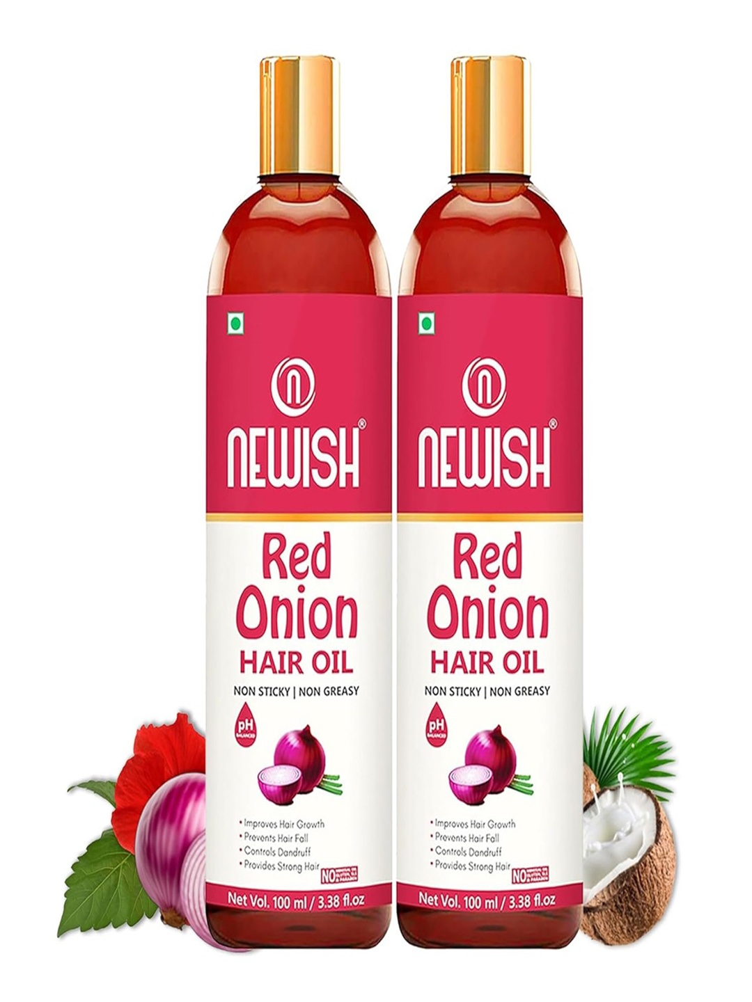 

NEWISH Set of 2 Onion Hair Oil for Hair Growth, Red