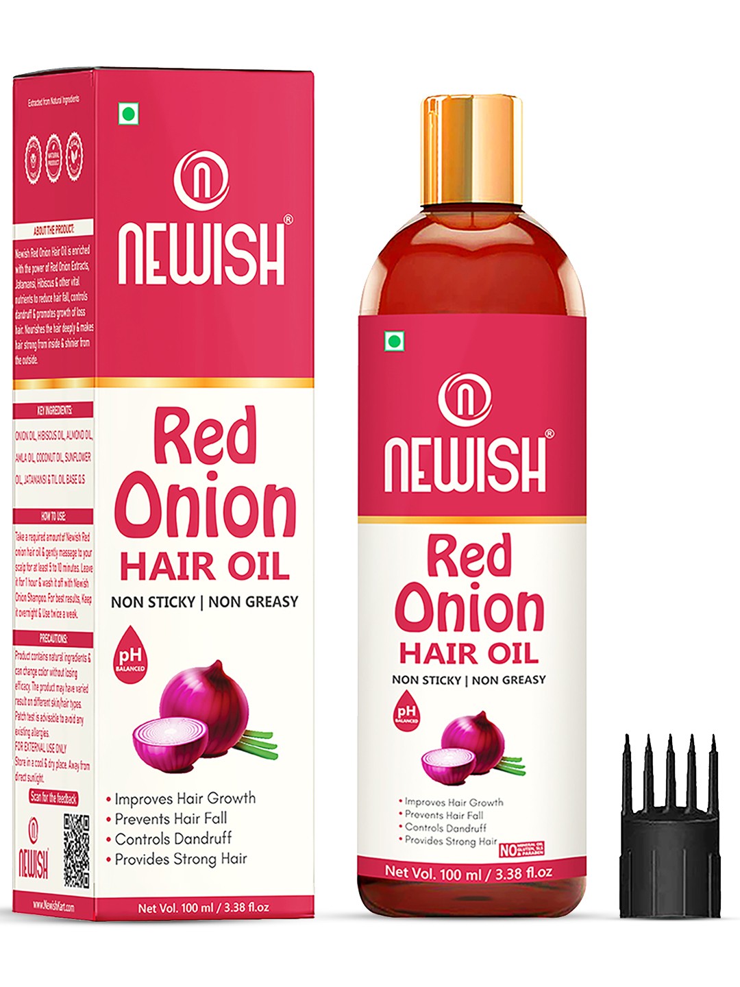 

NEWISH Onion Hair Oil for Hair Growth & Hair Fall Control - 100 ml, Red