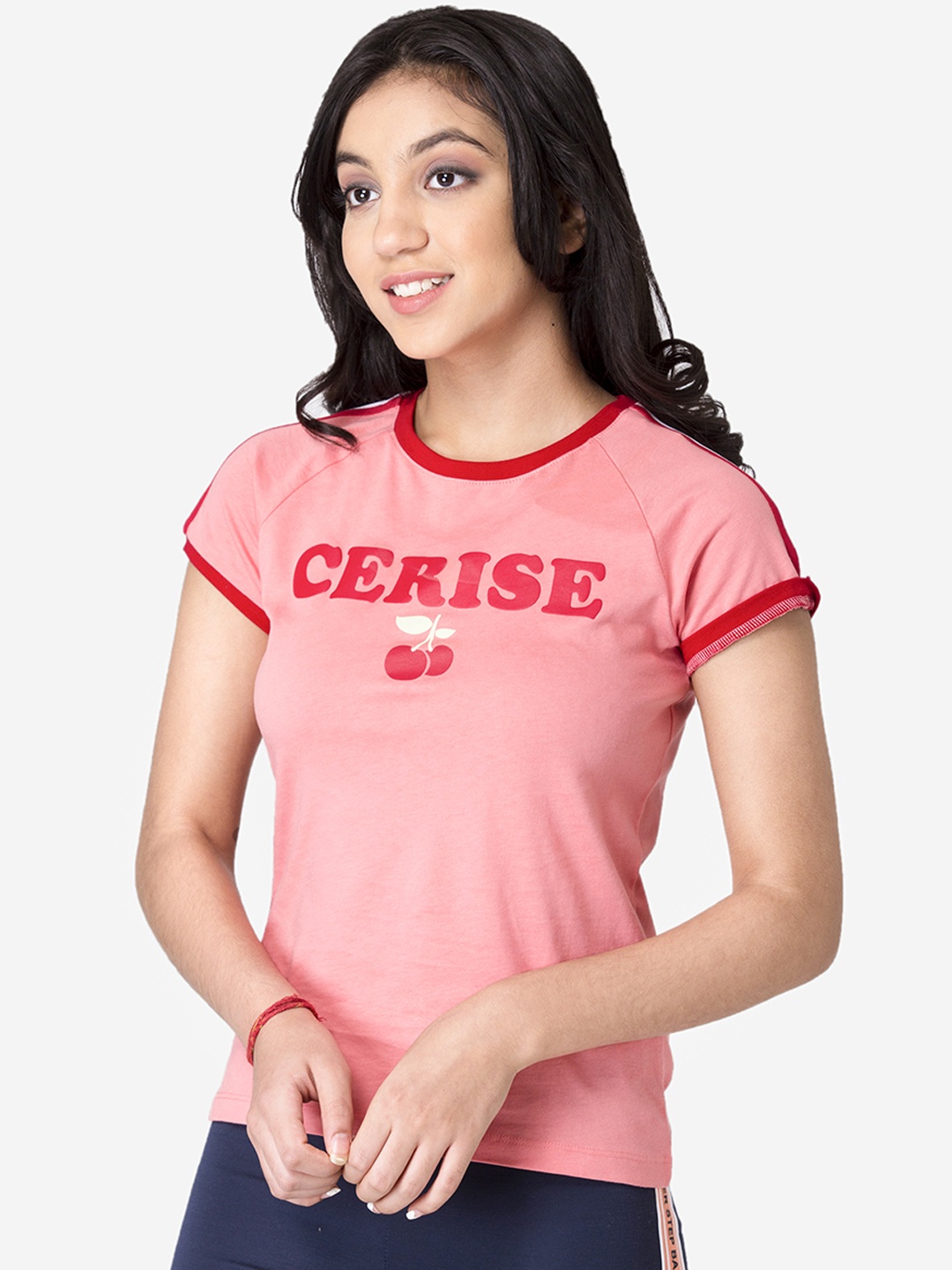 

Mode by Red Tape Girls Coral Pink & Red Printed Round Neck T-shirt