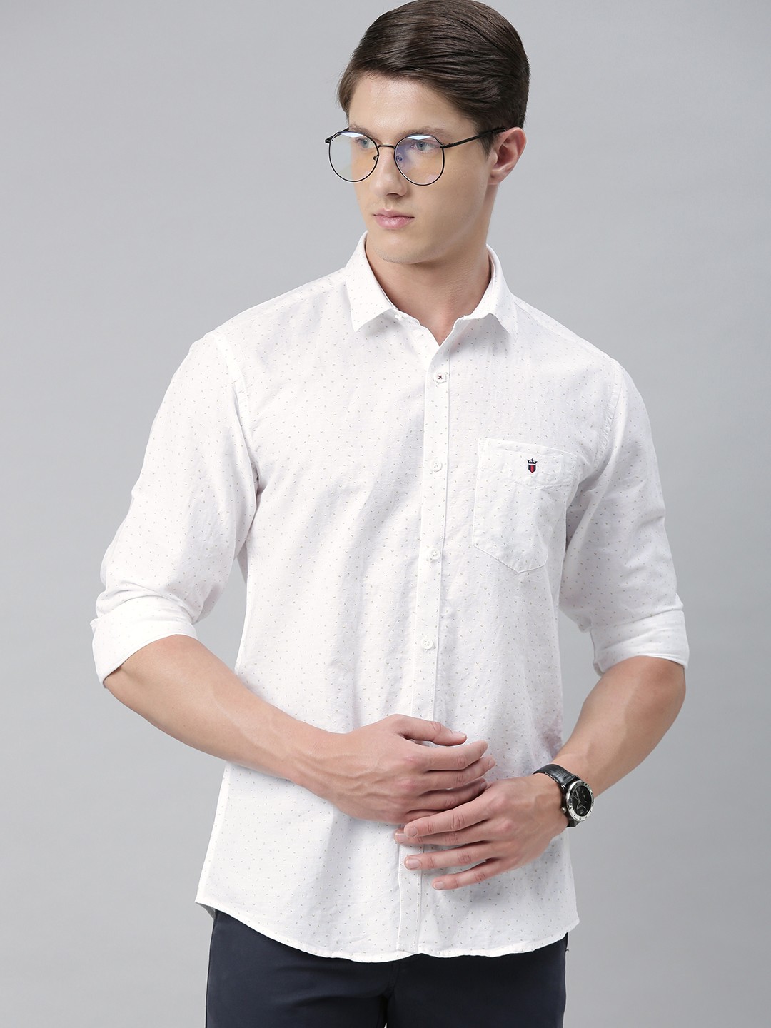

Louis Philippe Sport Men White Slim Fit Printed Casual Shirt