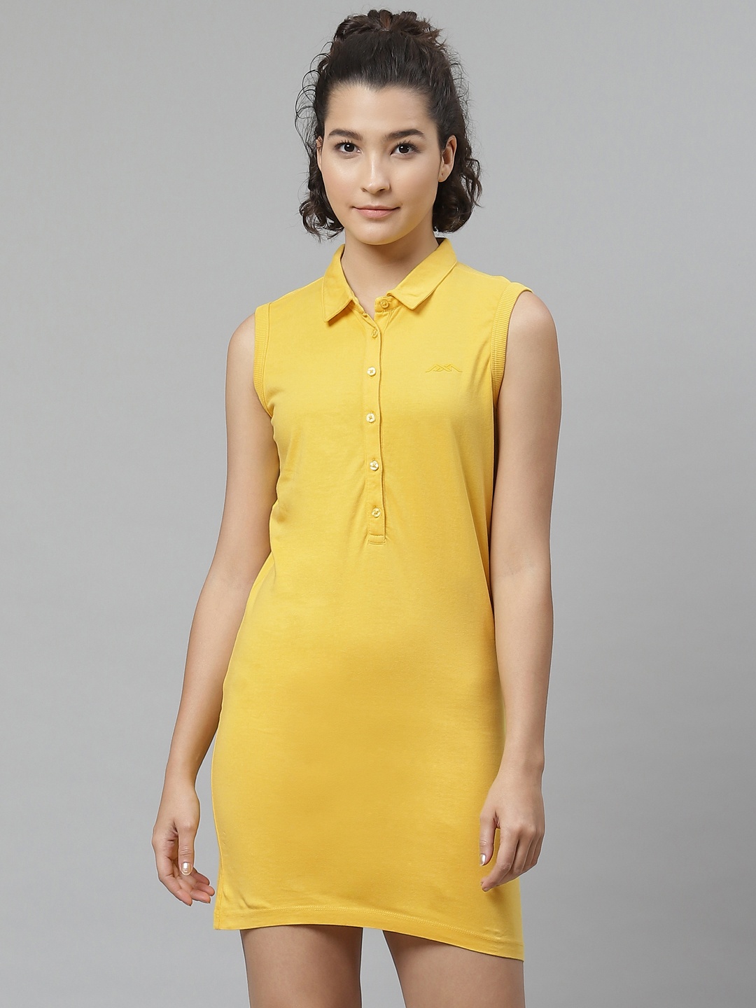 

Alcis Women Yellow Solid Pure Cotton T-shirt Dress