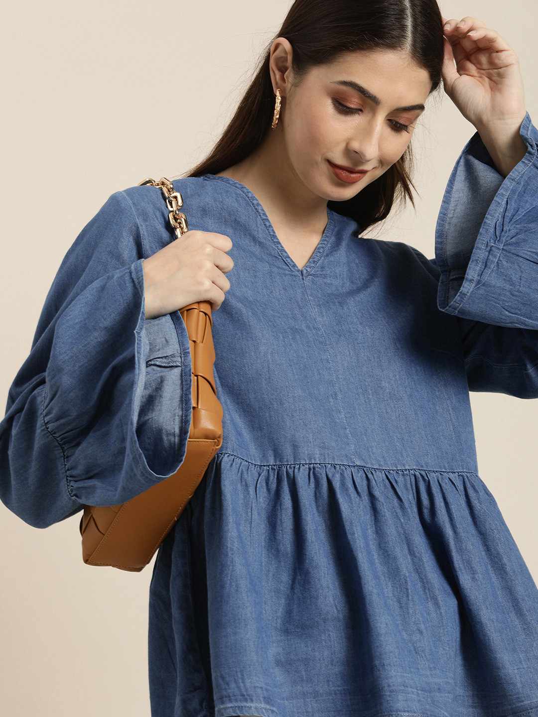 

all about you Blue Denim A-Line Top